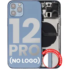 Back Housing W/ Small Components Pre-Installed Compatible For iPhone 12 Pro (No Logo) (Aftermarket Plus) (International Version) (Pacific Blue)